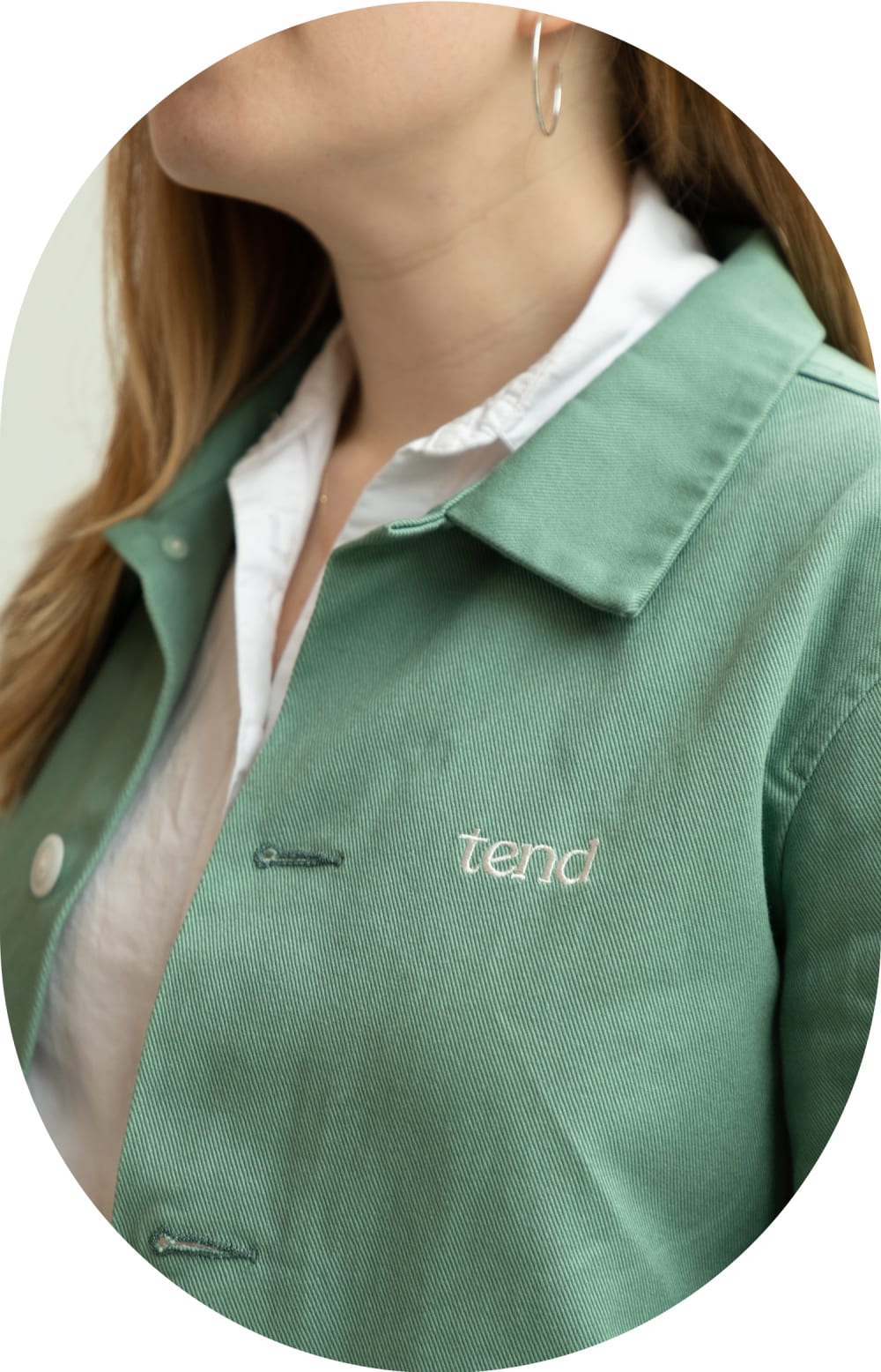 A close up of a Tend Dental shirt.