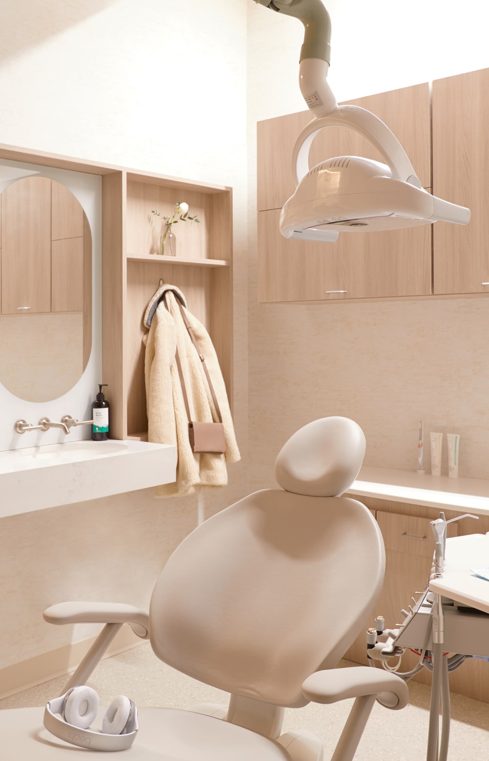An exam chair at  Tend Dental.